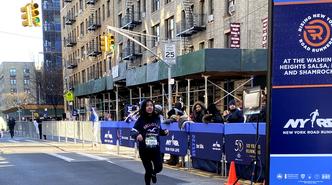 Crossing the finish line.