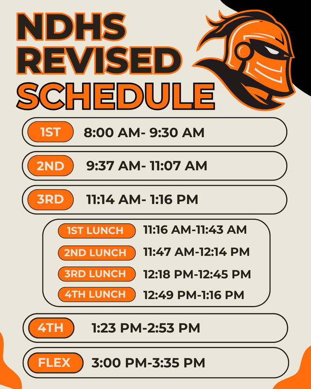 NDHS Schedule Starting Mon 2/16 Featured Photo