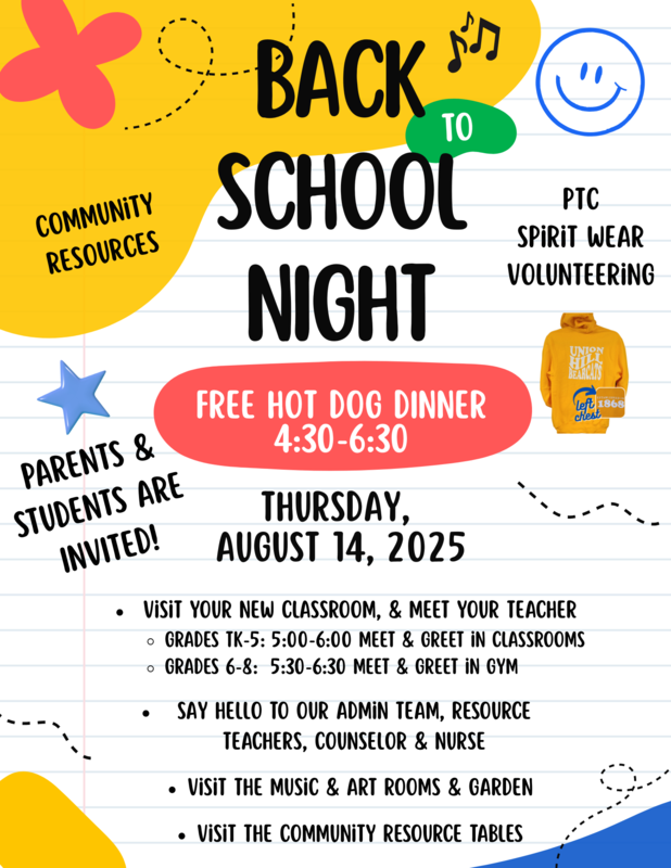 Back to School Night is August 14th!
