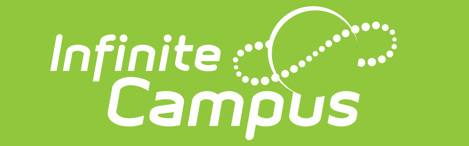 A logo for Infinite Campus with a green background