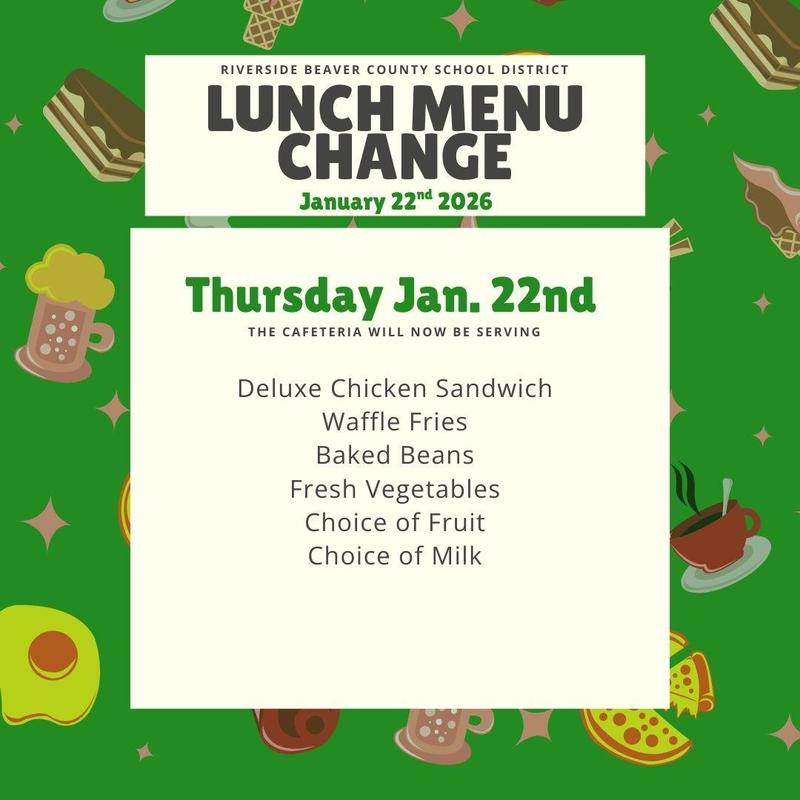 An image detailing the change in the lunch menu