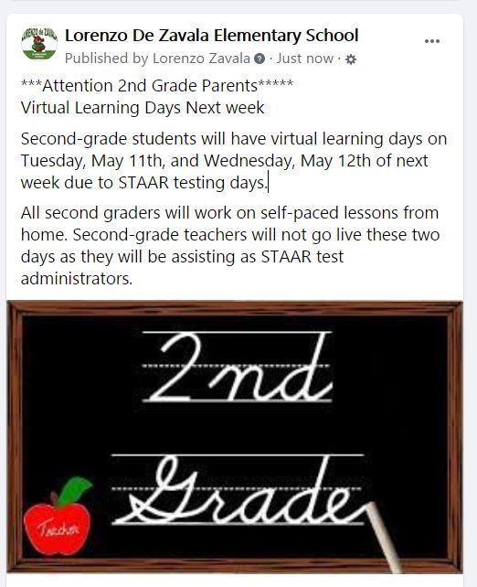 Second Grade Virtual Learning Days Featured Photo