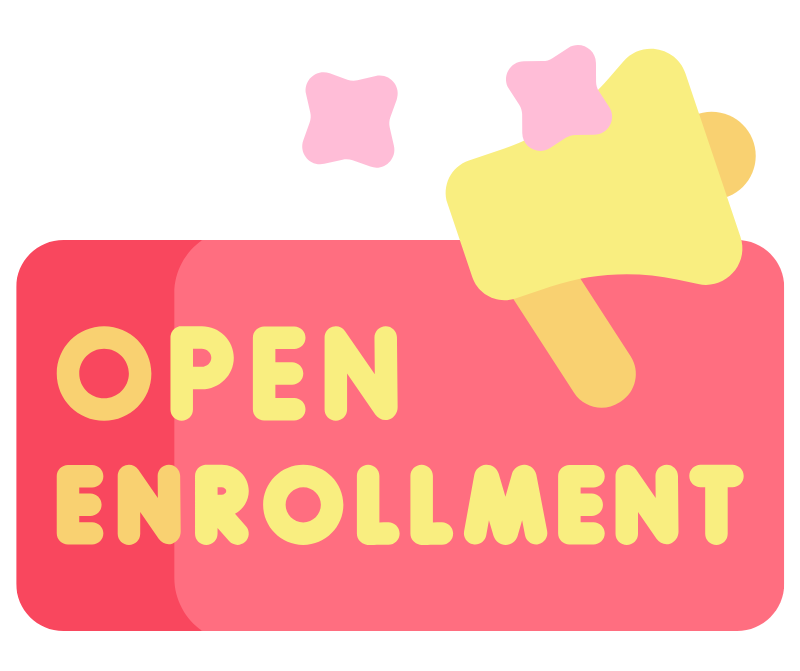yellow megaphone saying open enrollment