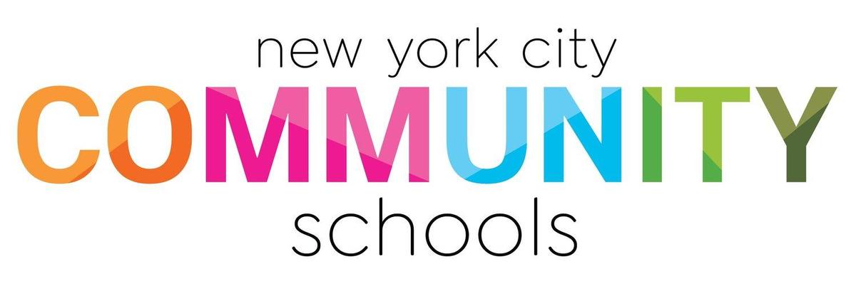 Vibrant logo with 'new york city COMMUNITY schools' in bold letters.