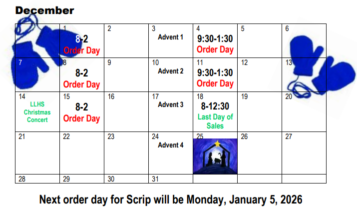 December Scrip Calendar