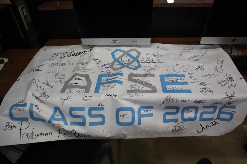 Banner signed by students celebrating the Class of 2026.