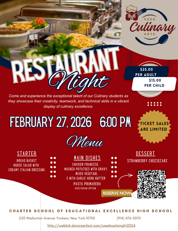 CSEE CULINARY ARTS PRESENTS - RESTAURANT NIGHT! Featured Photo