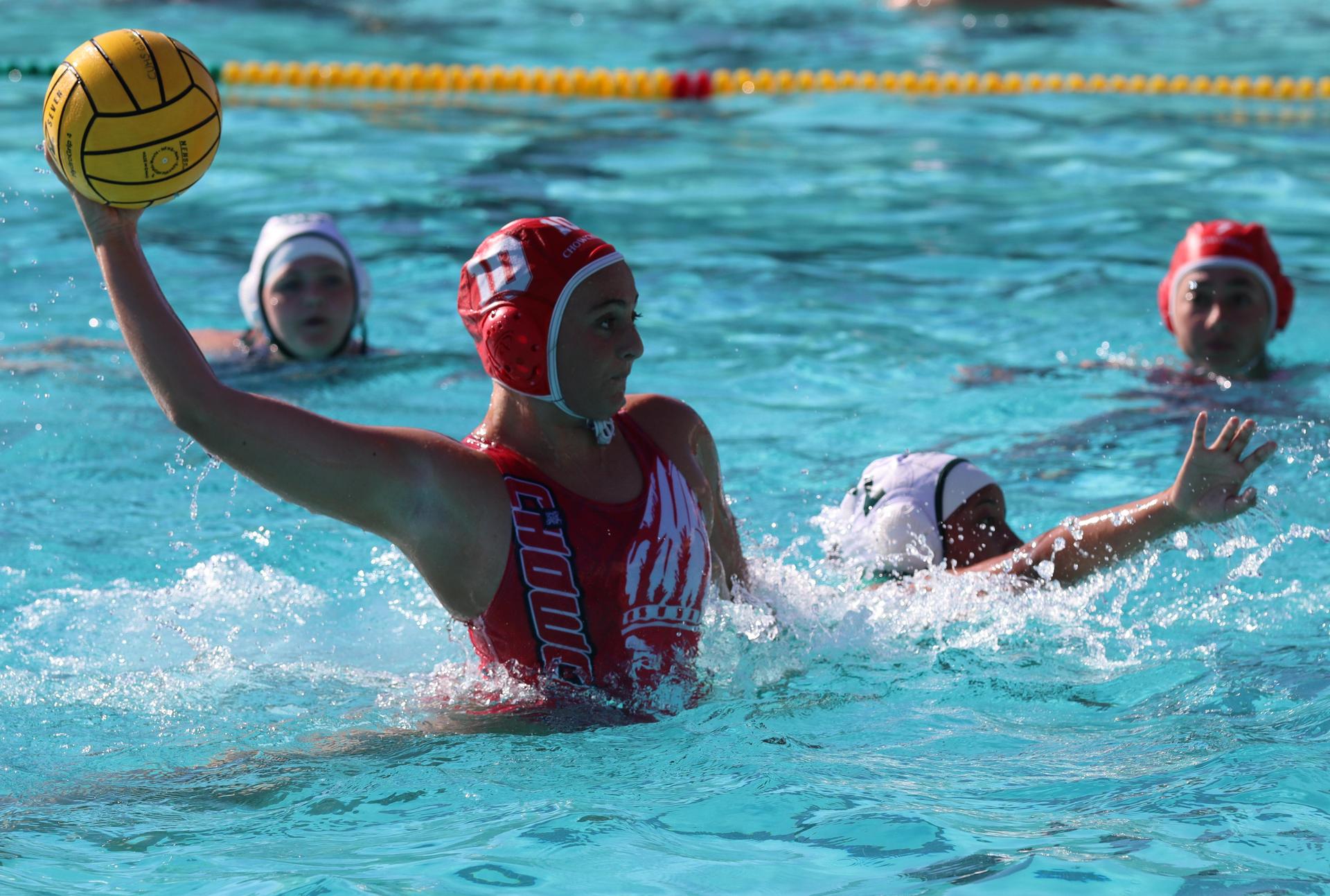 girls playing water polo against Hoover