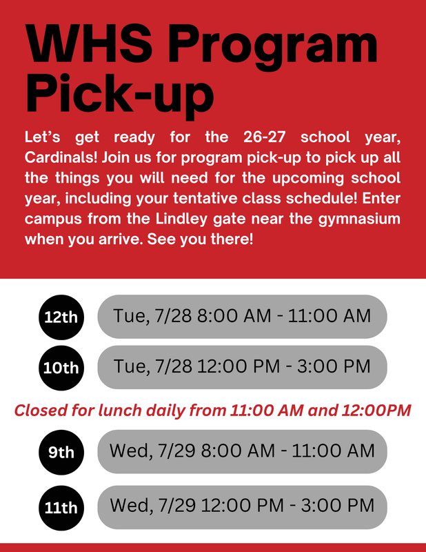 Program Pick up Schedule