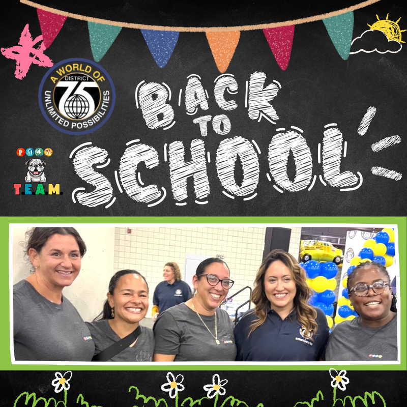 Back To School Chalk background with 5 women hugging