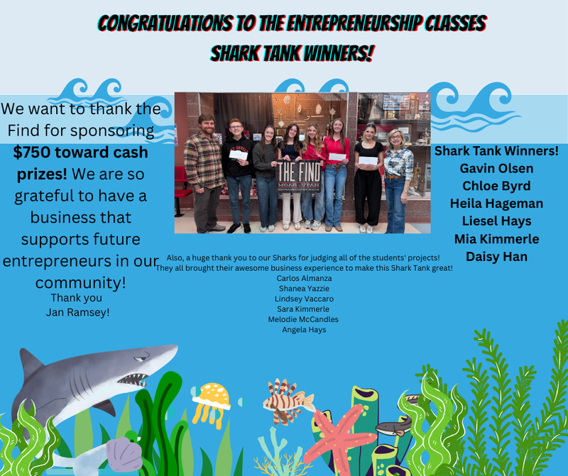 Congratulations to the Entrepreneurship classes Shark Tank Winners! Featured Photo