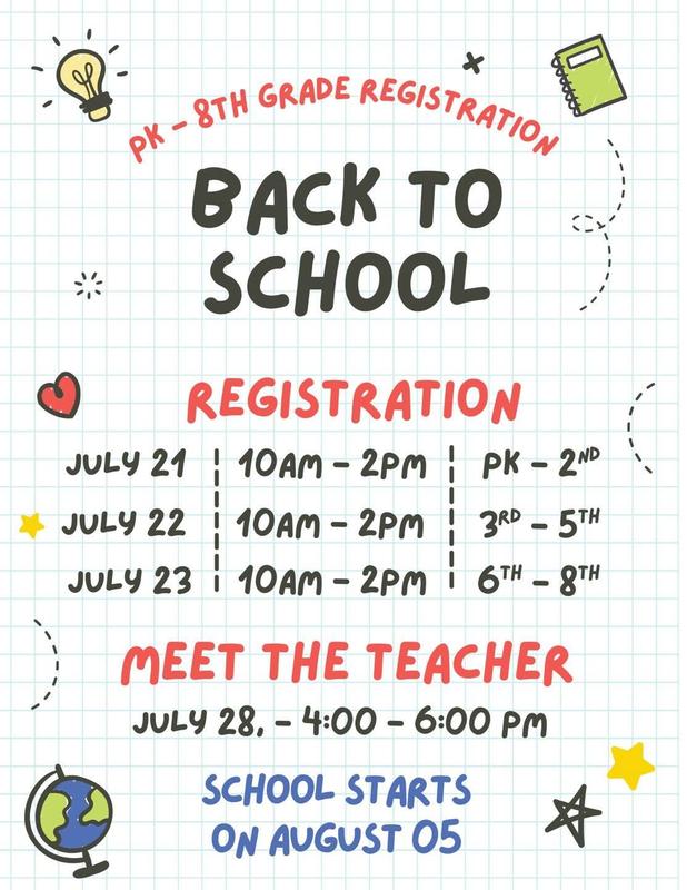 registration dates in English with a mini globe, lightbulb, and zig zags