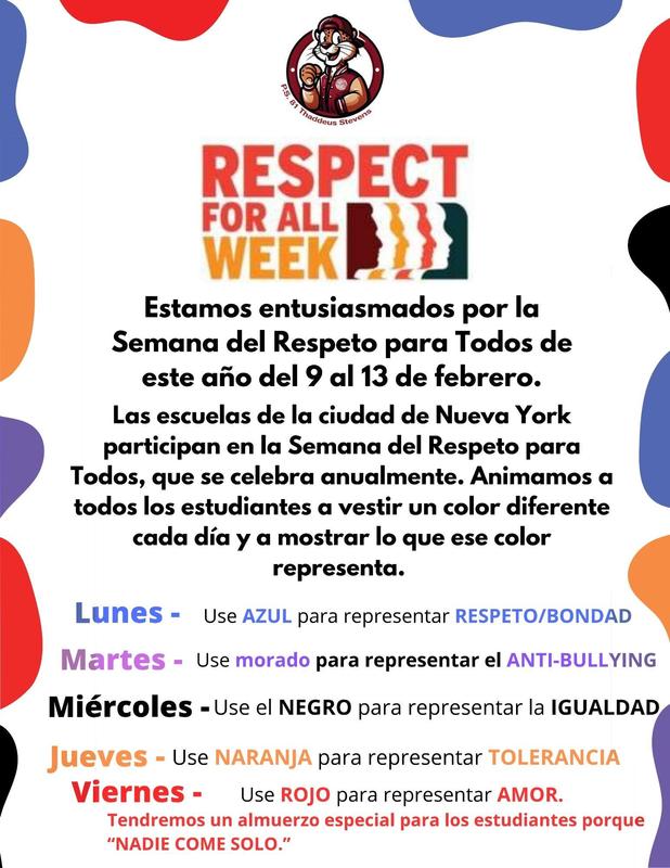 Respect For All Week Flyer. Spanish