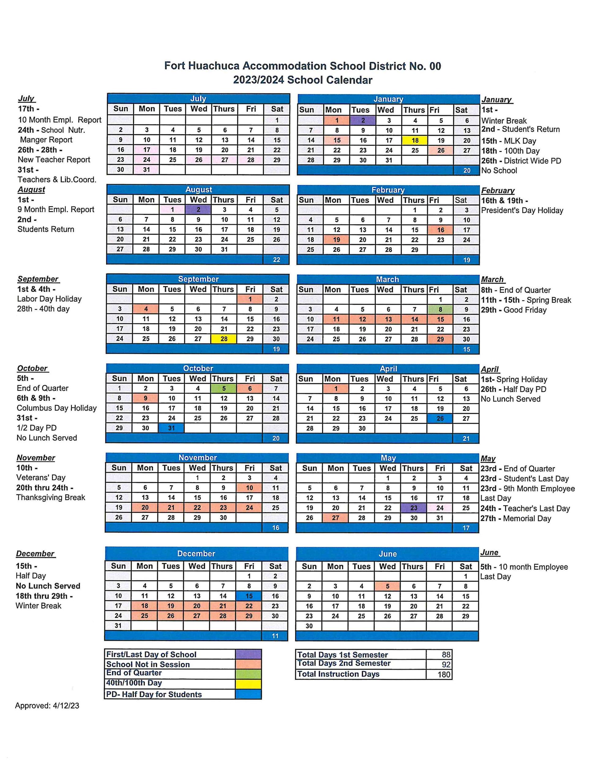 School Year Calendar – Our School – Colonel Johnston Elementary School Year Calendar – Our School – Colonel Johnston Elementary