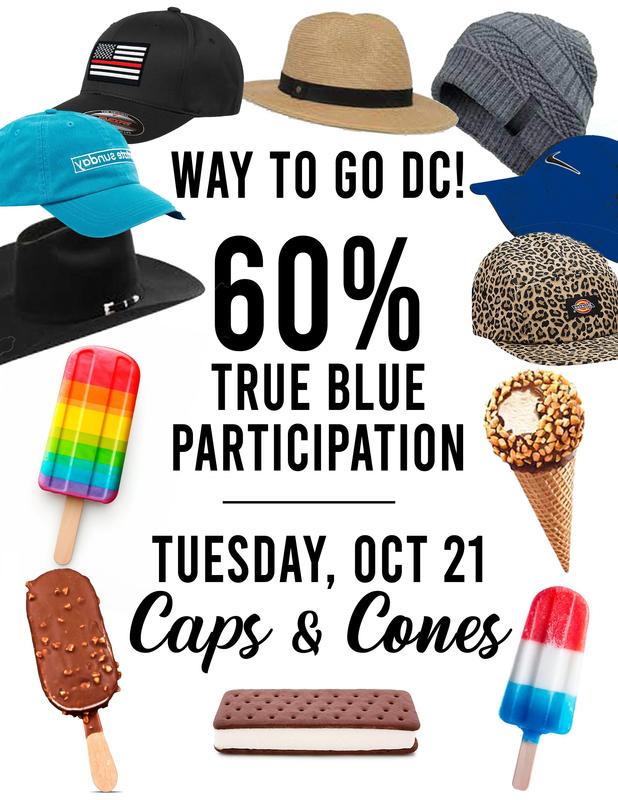 Caps & Cones to Celebrate 60% Participation - Tuesday, Oct. 21