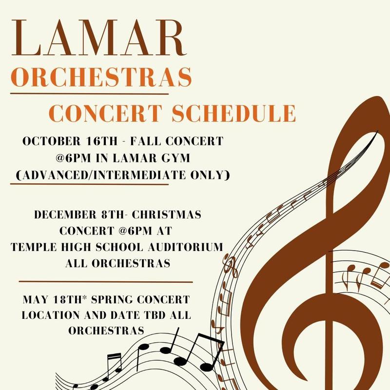 lamar orchestra fall concert october 16 at 6pm at Lamar gym