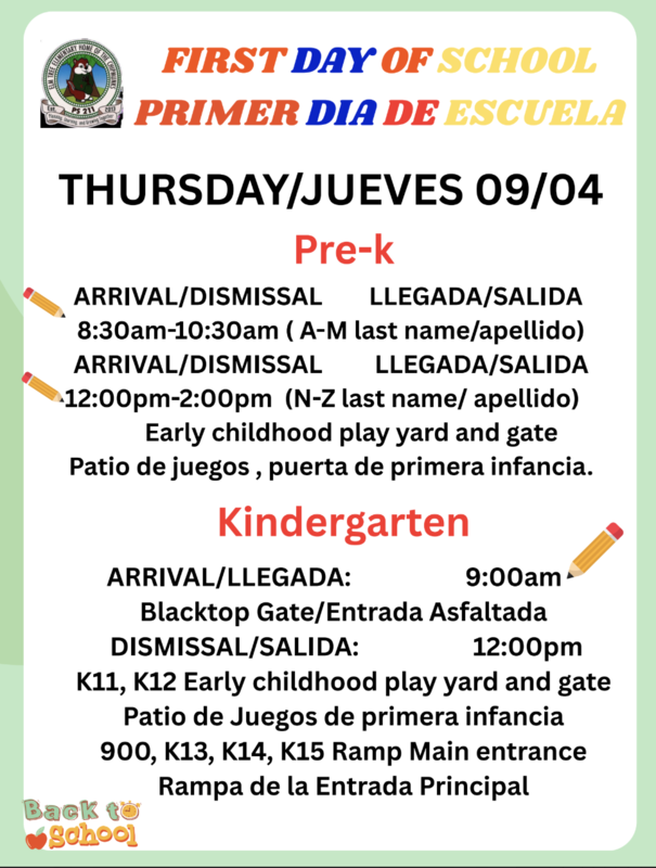 Schedule in English and Spanish