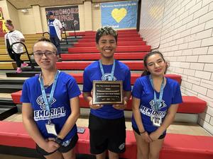 MHS drum majors with competition plaque