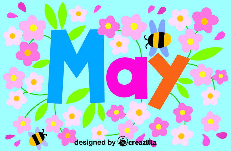 May with flowers and bees