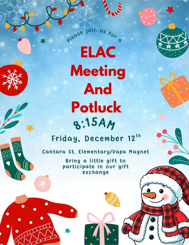 ELAC meeting - Potluck