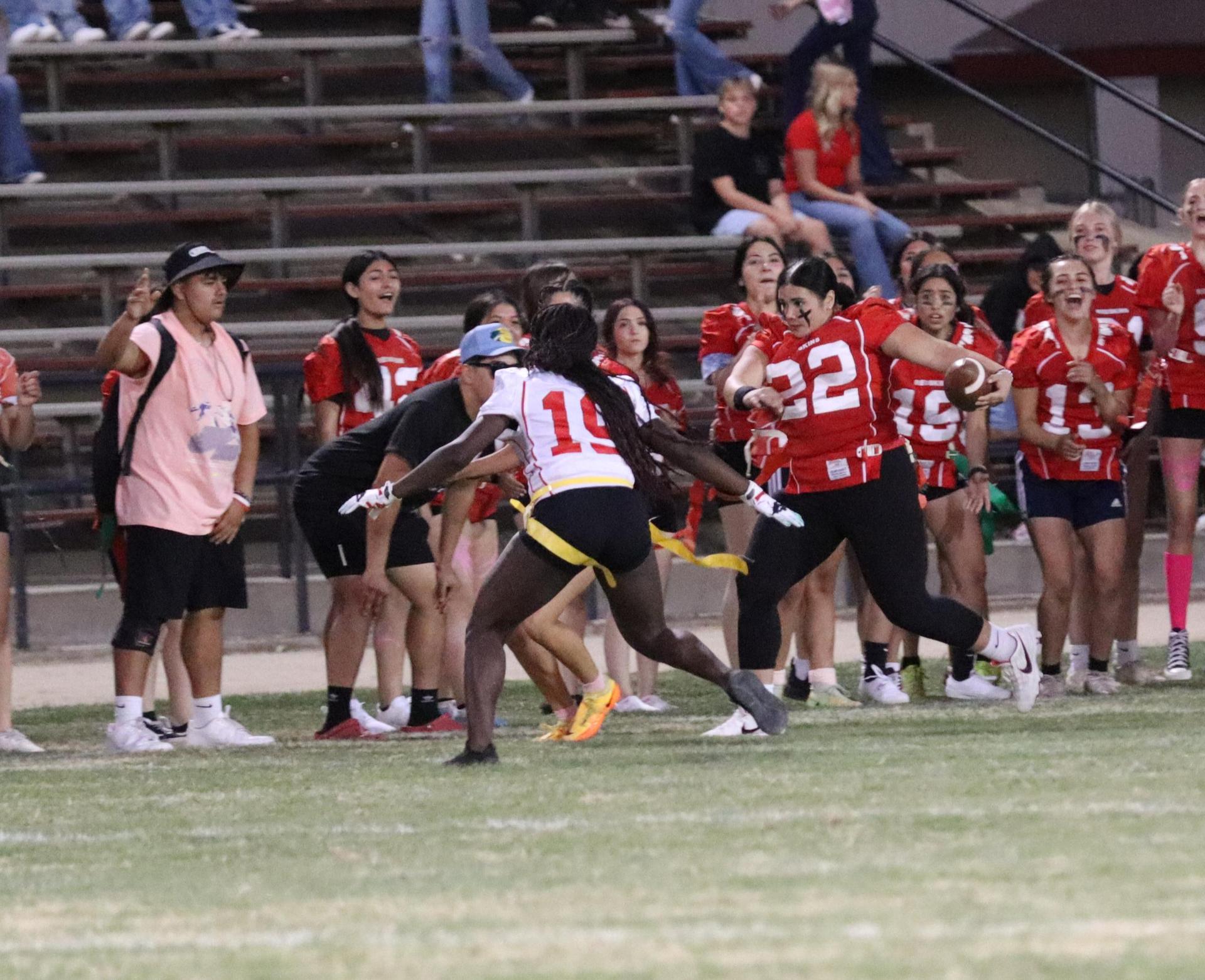 girls playing flag football
