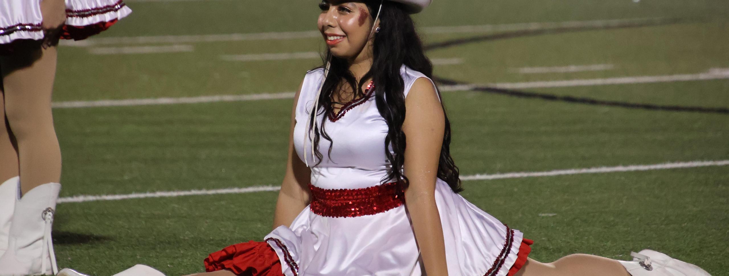 Belles Yarel M performs at the halftime show.
