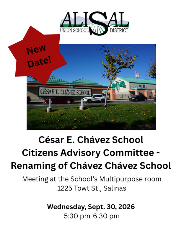 Flier advertising details of meeting of the committee to rename cesar chavez school