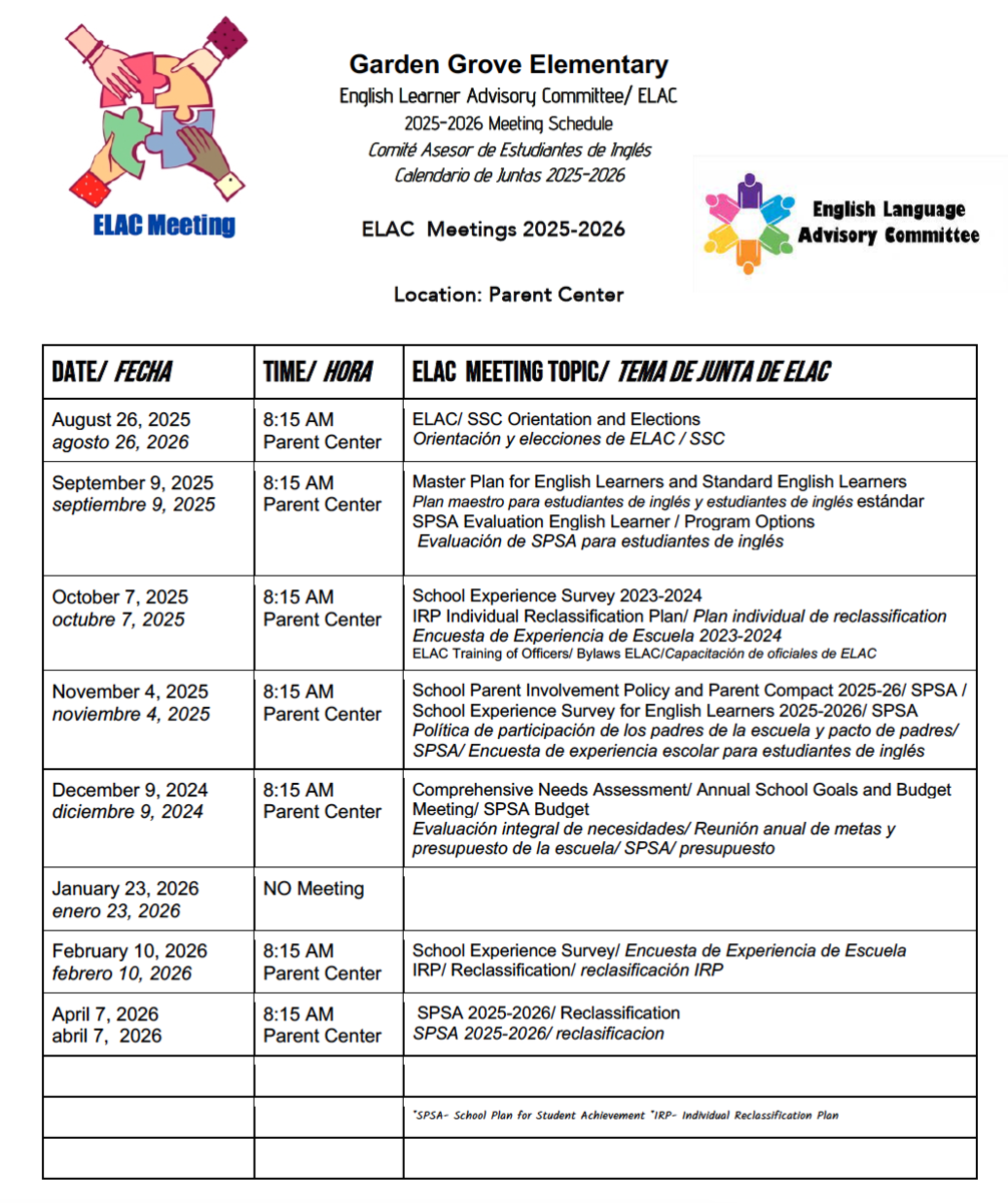  ELAC Meetings 2025-2026