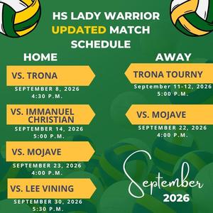 HS volleyball schedule