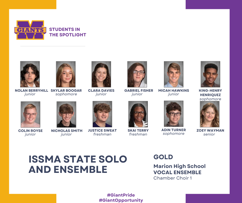 promo graphic - ISSMA State Solo & Ensemble 2026 - MHS Chamber Choir 1 vocal ensemble