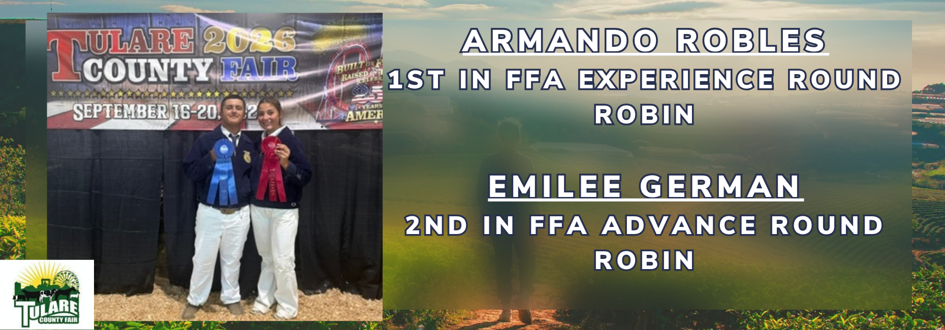 Armando Robles and Emilee German Round Robin winners tulare fair