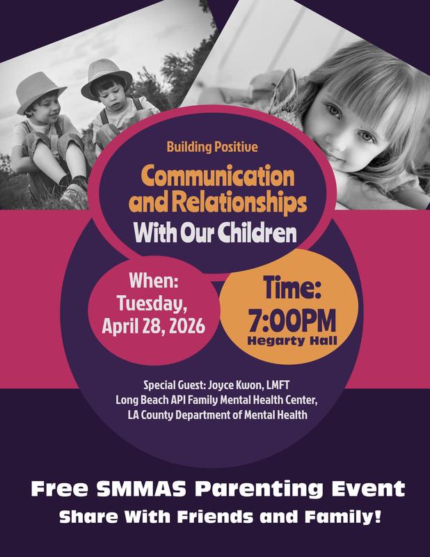 Colorful flyer with pictures of children for a parenting seminar