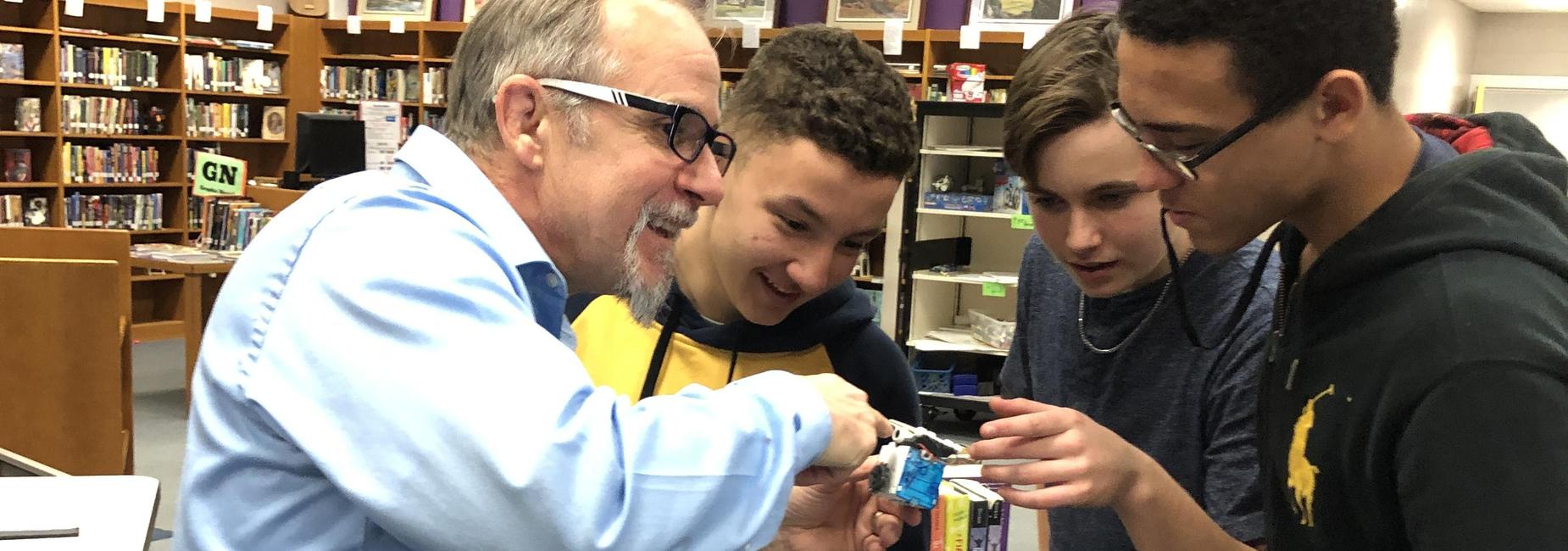 science teacher and students