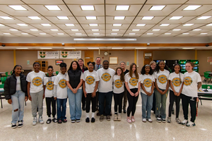 Students stand for a photo at this month's recognition event.