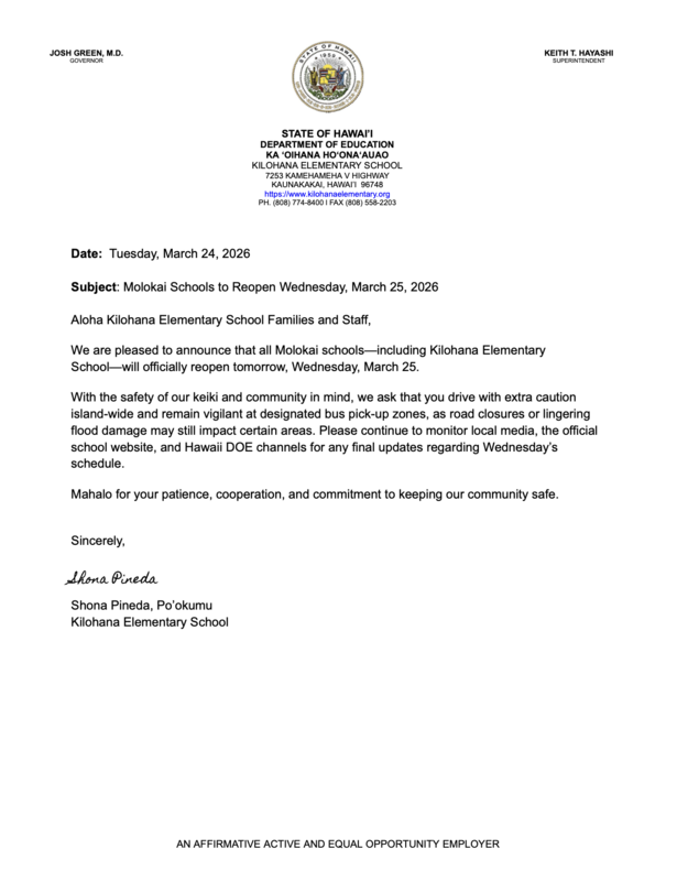 School reopen letter