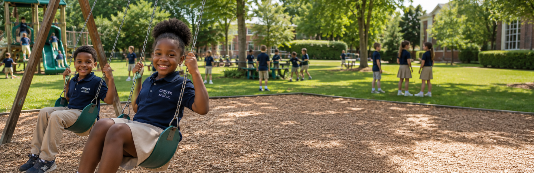 Center School students playing on the playground.