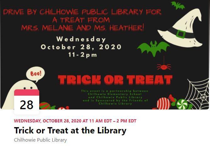 Trick or Treat drive-by flyer, Halloween images and text