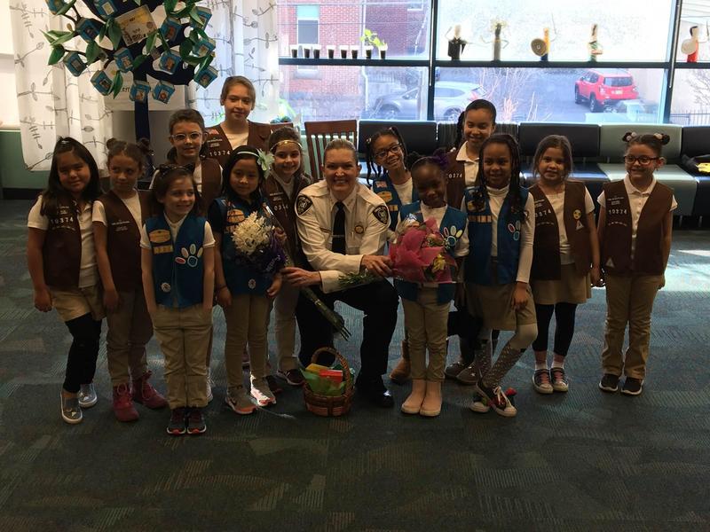 Colin Powell Girl Scouts with UC Chief Luster