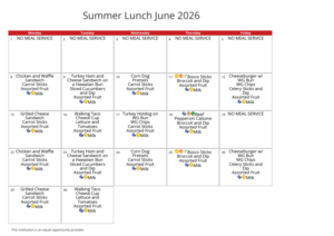 Summer lunch June menu
