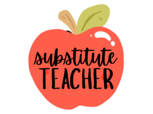substitute teacher graphic with apple