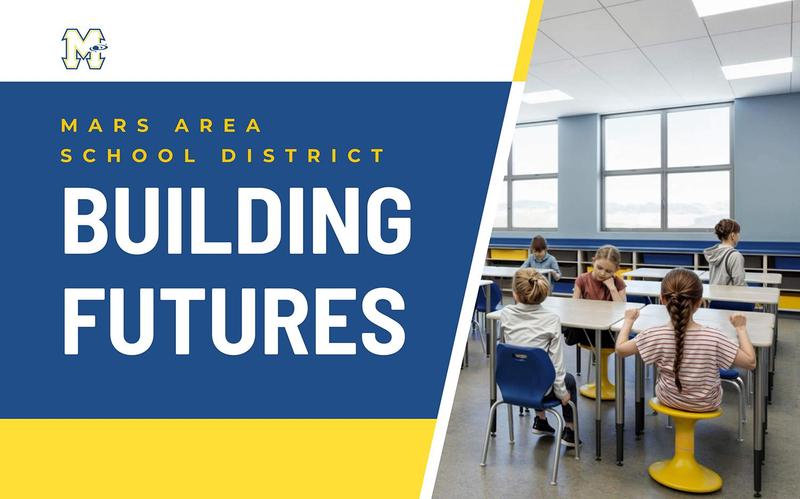 a blue and yellow  graphic with classroom with students sitting at a table