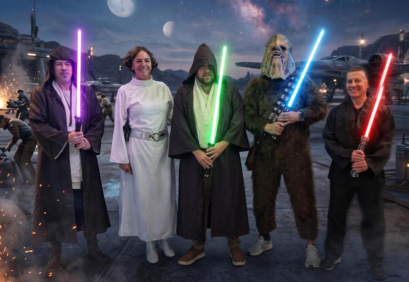 staff dressed up for Halloween