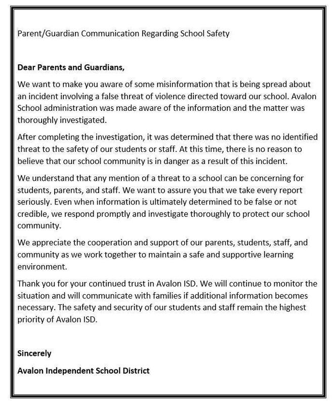Communication Regarding School Safety Featured Photo