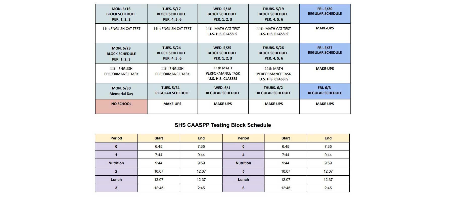 Block Schedule