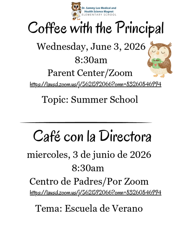 Coffee with the Principal - Café con el director (CLICK HERE TO JOIN)