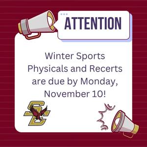 Winter Sports Physicals Due Monday November 10