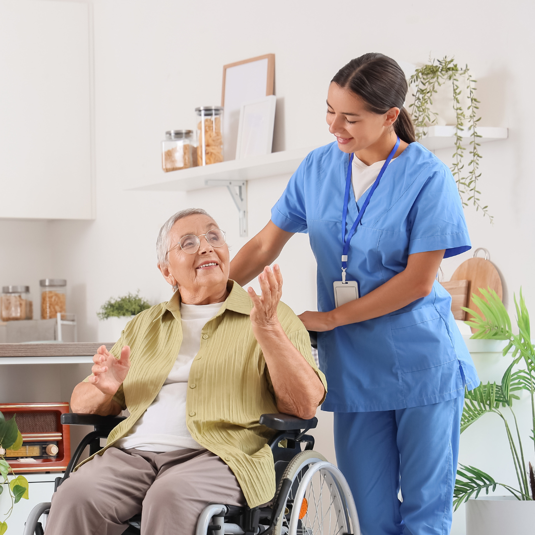 nurse with patient in a wheelchair