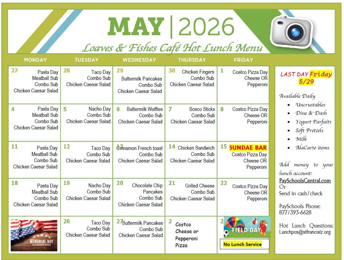 May Lunch Menu