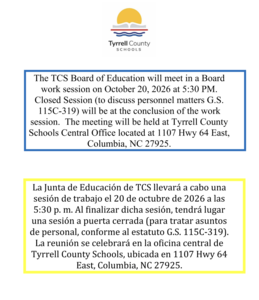 BOE Work Session Notice