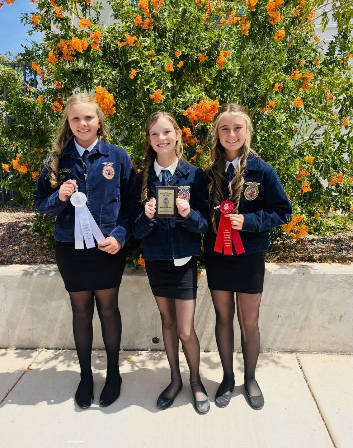 3 girls with awards for ffa